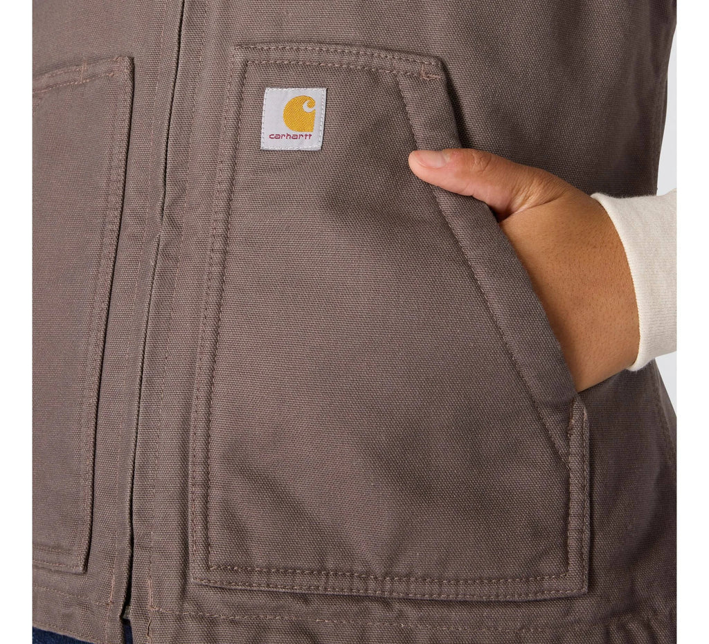 Women's Sherpa-Lined Mock Neck Vest - Taupe