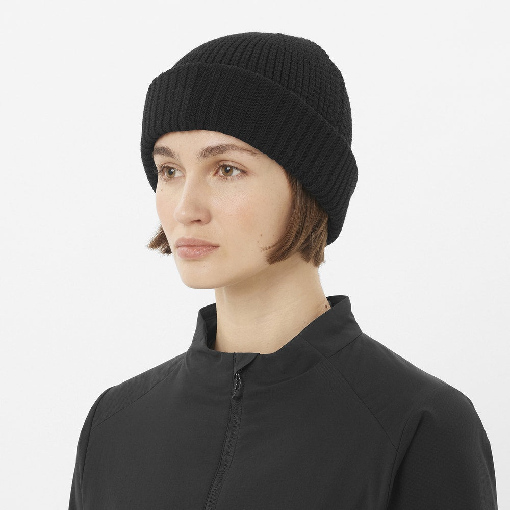 Wool Blend Cuffed Beanie - Brown