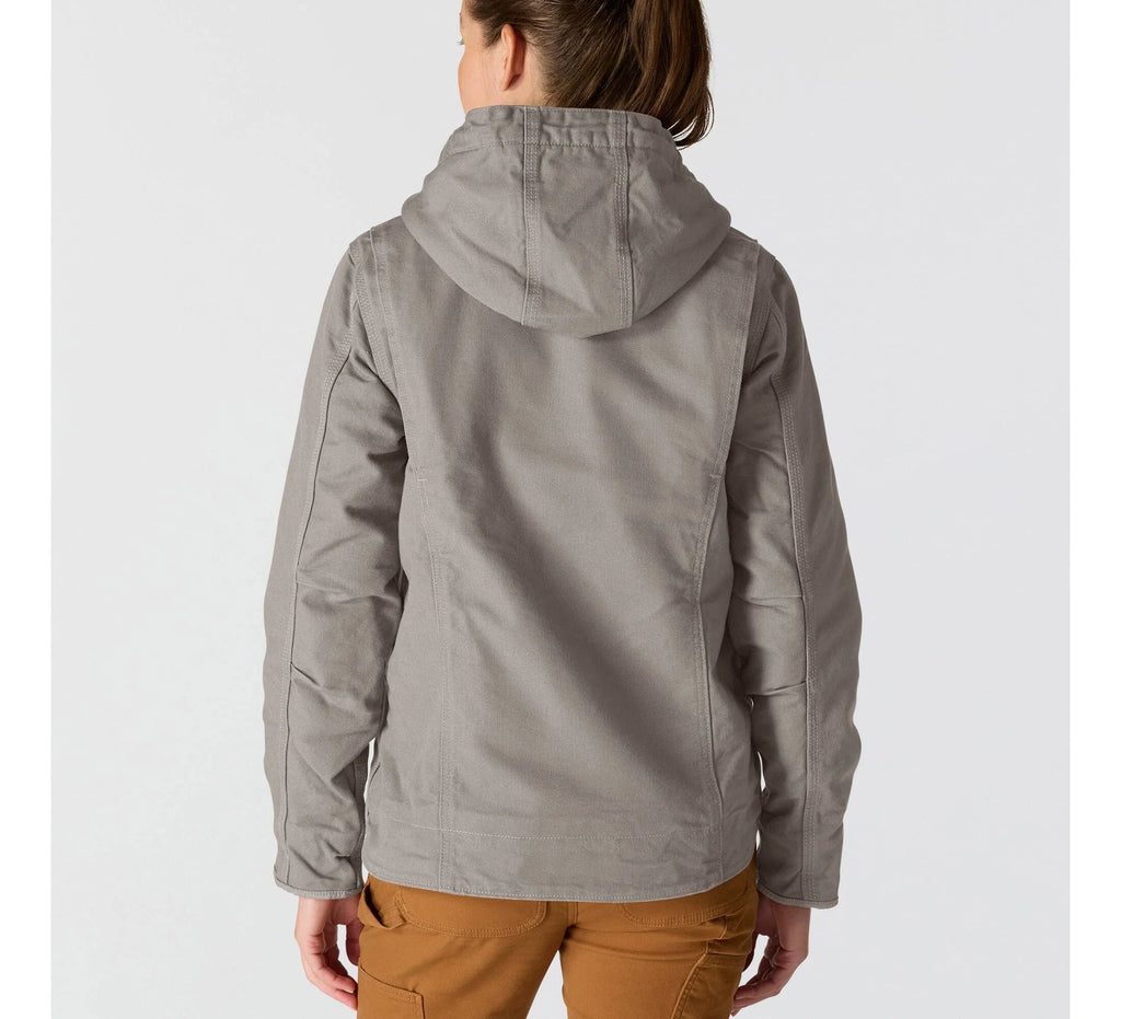 Women's Sherpa-Lined Cotton Canvas Hooded Jacket - Taupe