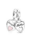 Sterling Silver Pink Split Heart Dangle Charm