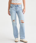 Low-Rise Baggy Straight-Leg Jeans - Medium Wash