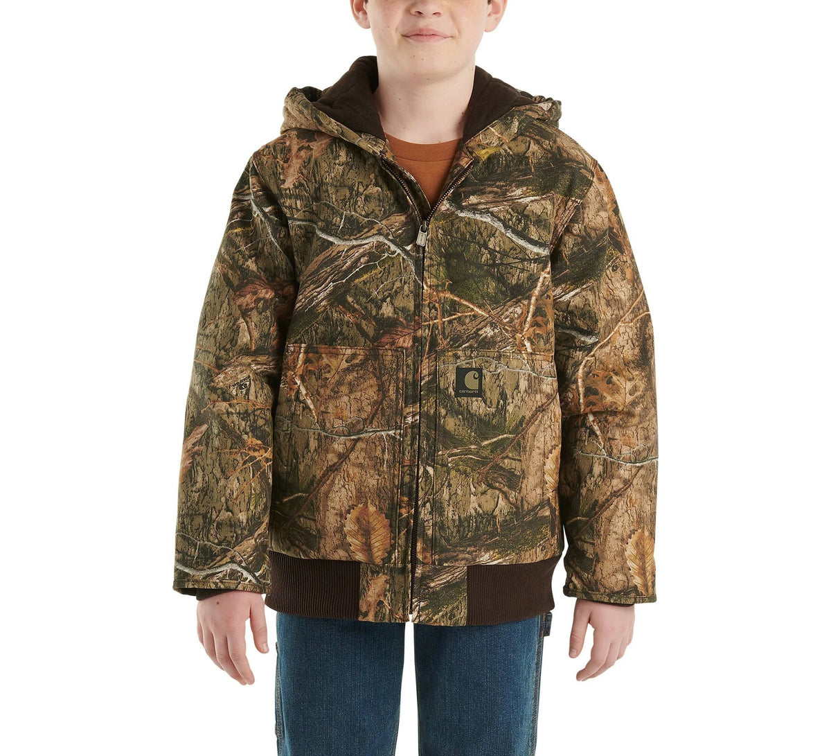 Boys' Insulated Camo Canvas Hooded Jacket