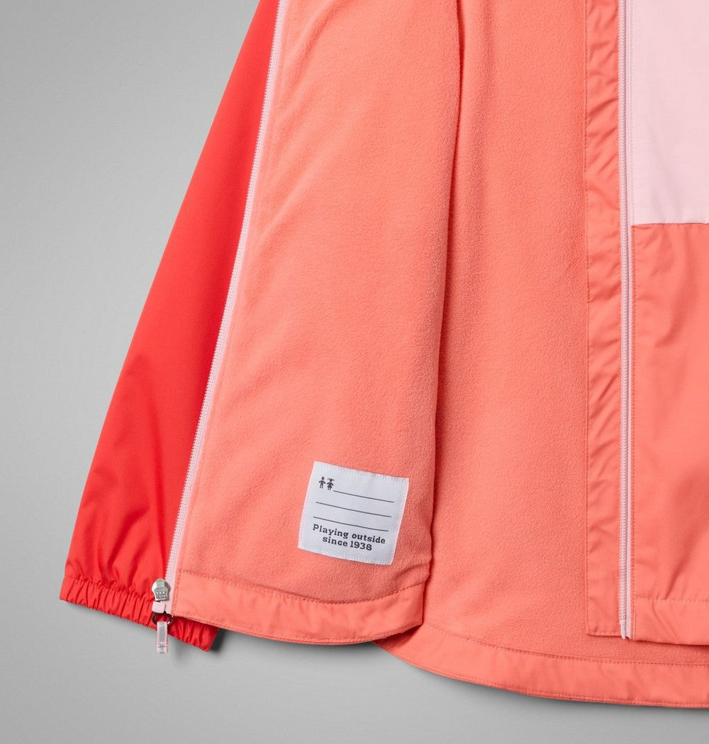 Girls' Fleece-Lined Rain Jacket - Wine