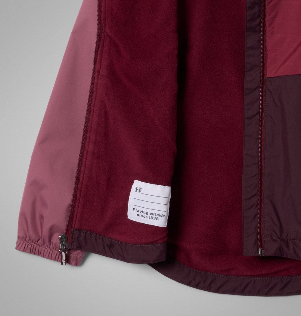 Girls' Fleece-Lined Rain Jacket - Wine