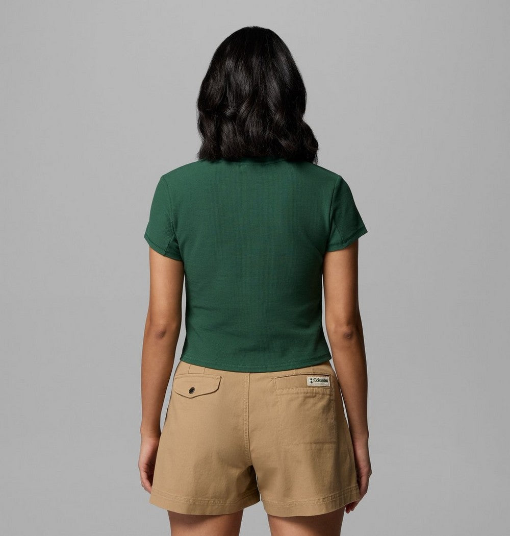 Women's Cropped Button-Front Knit Shirt - Green