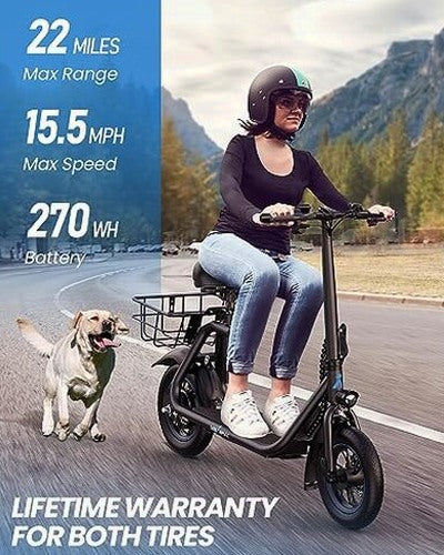 URBANMAX Electric Scooter With Seat, 450W, 22 Miles, Black - C1