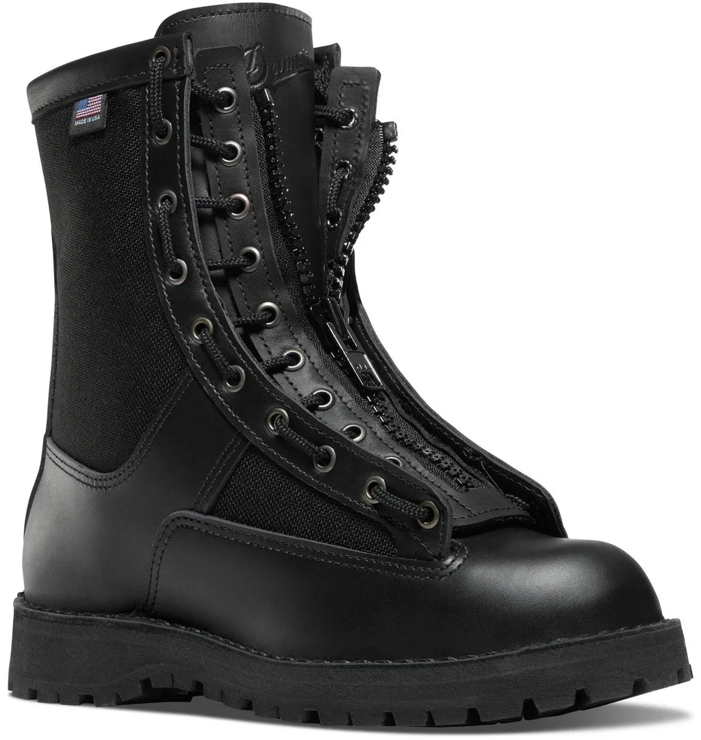 8-Inch Leather Lace-In Boot Zipper - Black
