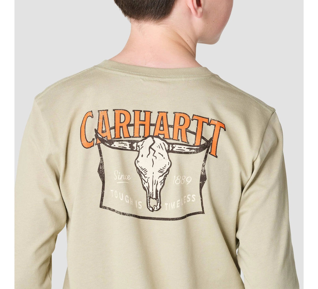 Boys' Long-Sleeve Skull Graphic T-Shirt - Tan