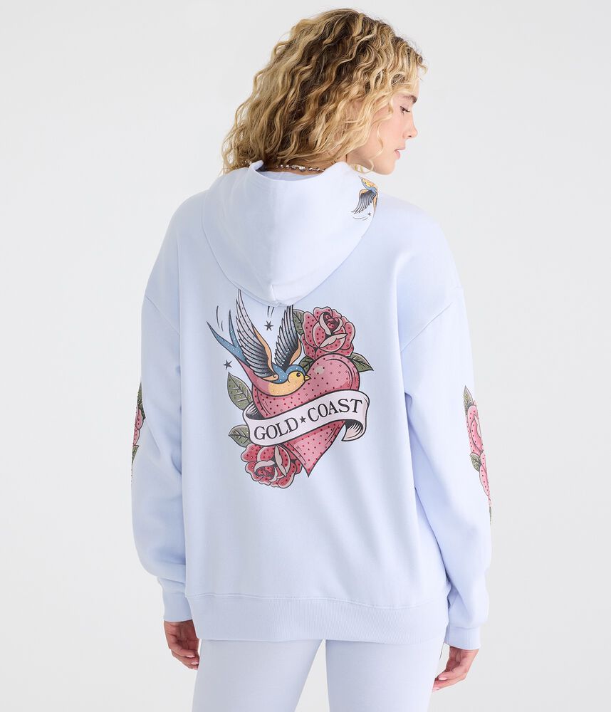 Oversized Rhinestone Graphic Pullover Hoodie