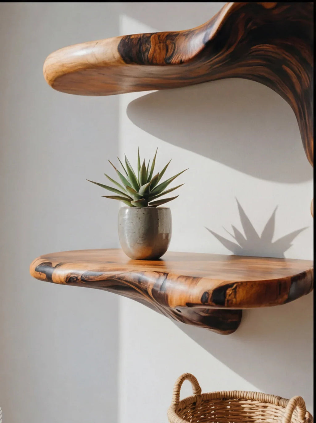 Scorched Live Edge Mushroom Floating Shelf