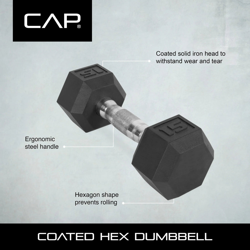 CAP Barbell Coated Hex Dumbbell, 60 lb, 2 Pack