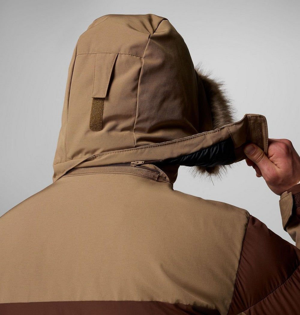 Men's Hooded Insulated Parka - Brown Black