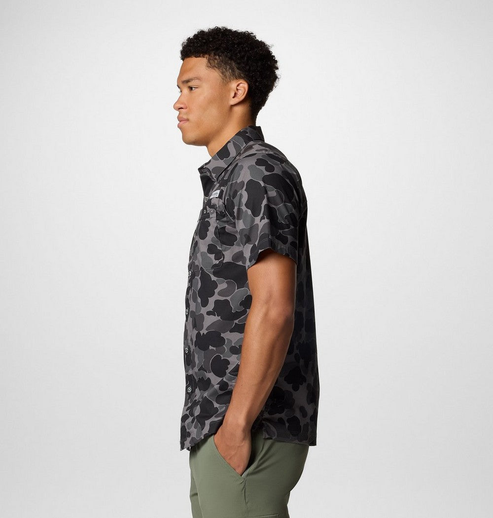 Men's Short-Sleeve Cotton Camp Shirt - Gray