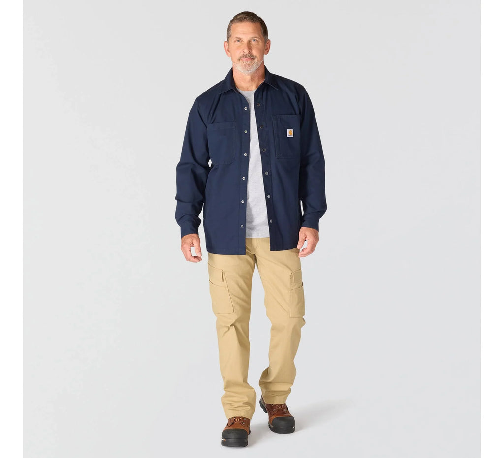 Men's Stretch Canvas Fleece-Lined Shirt Jacket