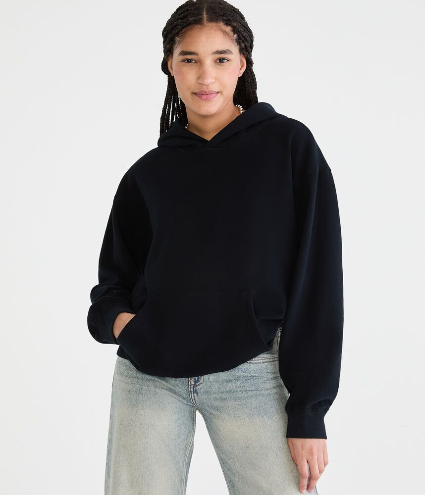 Women's Oversized Fleece Pullover Hoodie - Black