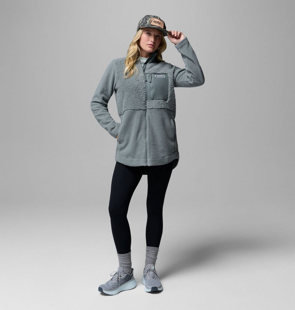 Women's Long Sherpa Full-Zip Fleece Jacket