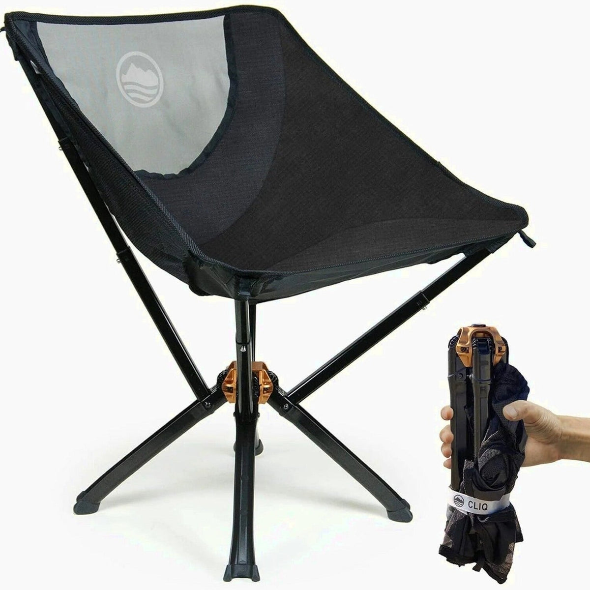 CLIQ Portable Folding Camping Chair, Black, 1 Pack, 300 Lbs - CC01