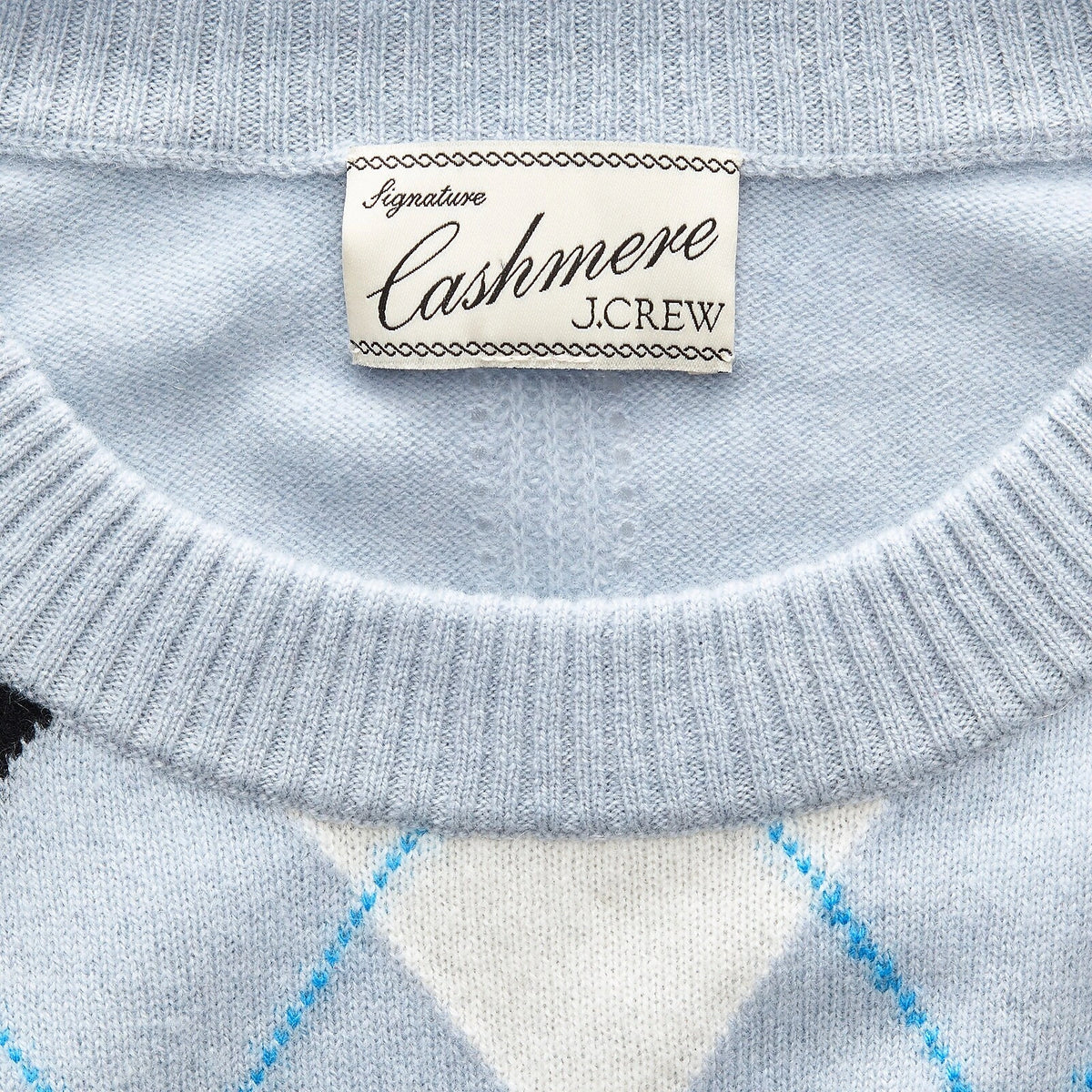 Cashmere Blouson-Sleeve Argyle Sweater