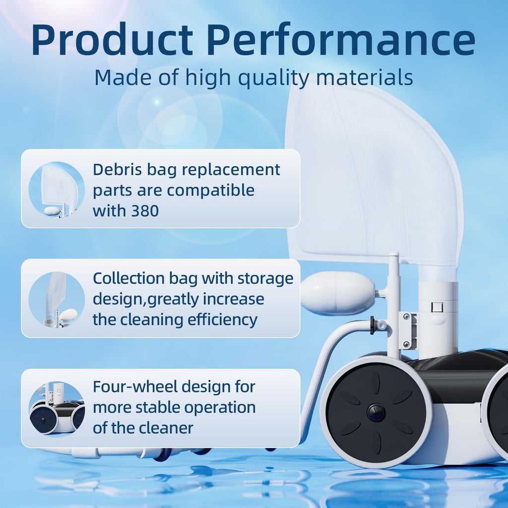 MAKHOON Pool Pressure Side Sweeper, 4-Wheel