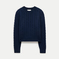 Women's Cable-Knit Cashmere Crewneck Sweater - Navy