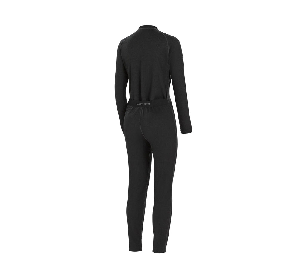 Women's Waffle Knit Zip Front Base Layer - Black