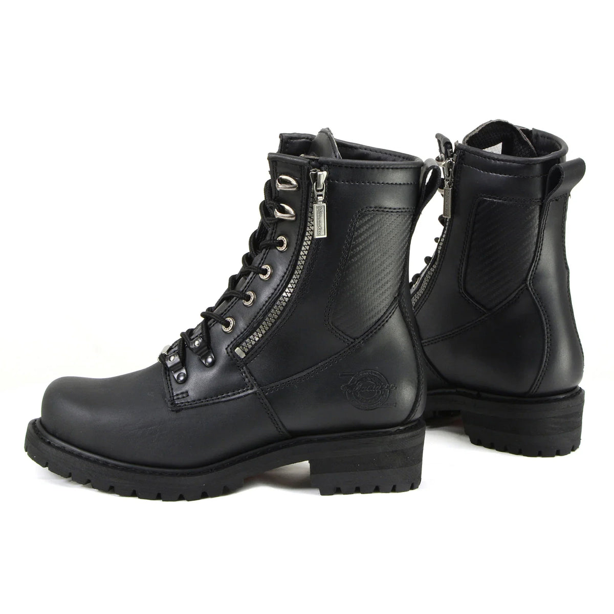 Men's Lace-Up Motorcycle Boots - Black