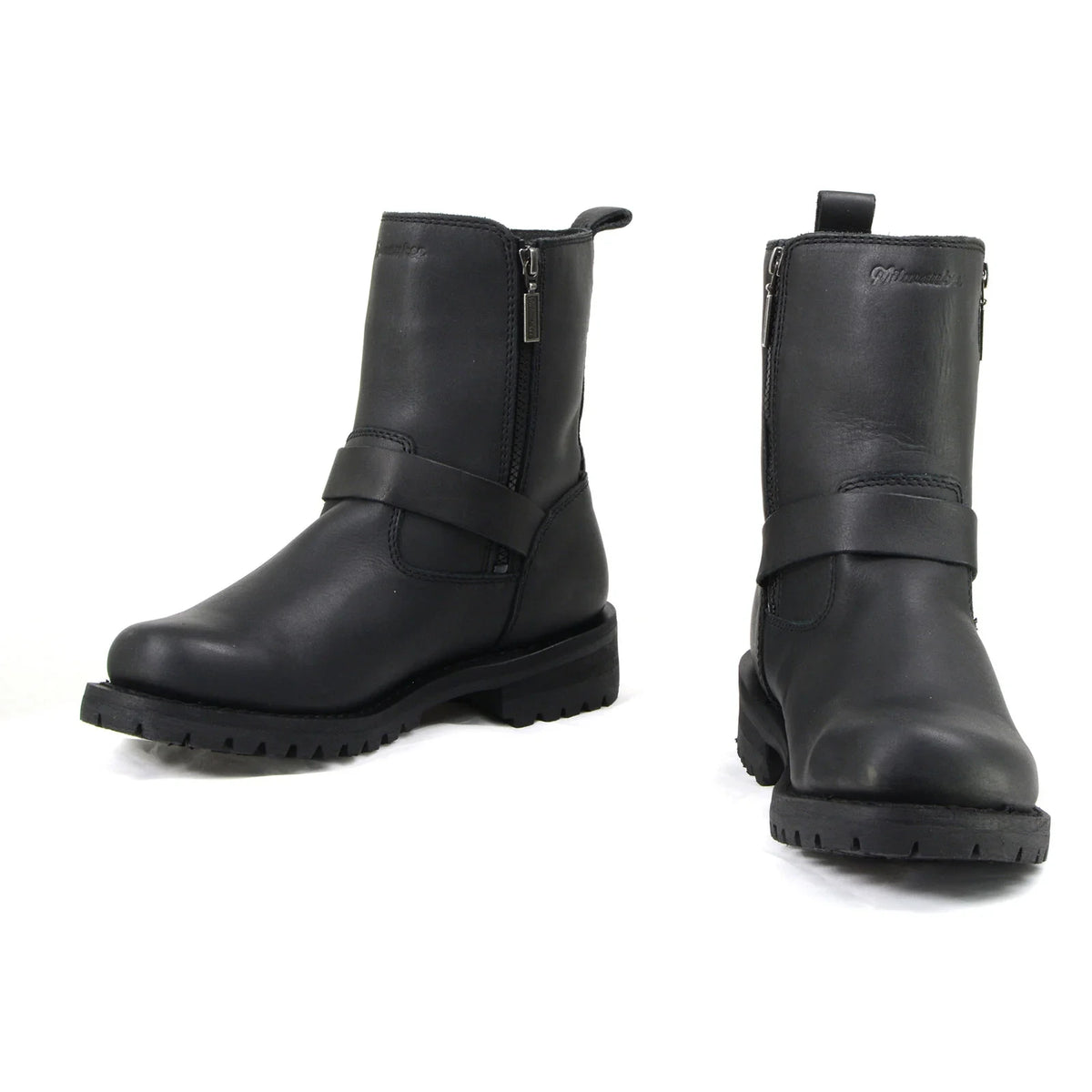 Men's Zip Motorcycle Boots - Black