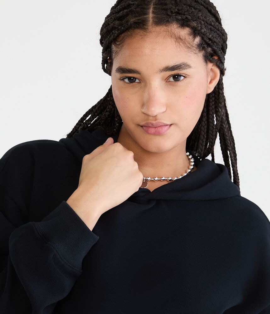 Women's Oversized Fleece Pullover Hoodie - Black