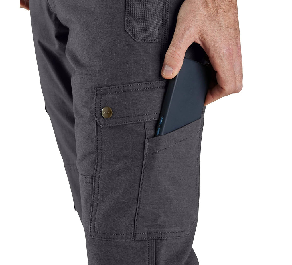 Fleece-Lined Ripstop Cargo Work Pants - Shadow