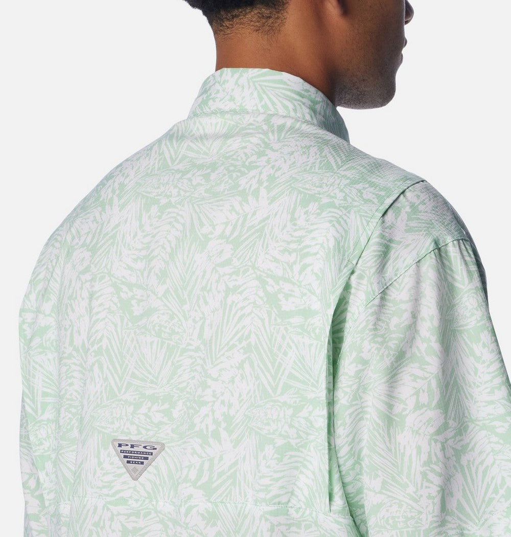 Men's Vented Short-Sleeve Fishing Shirt - Green Gingham