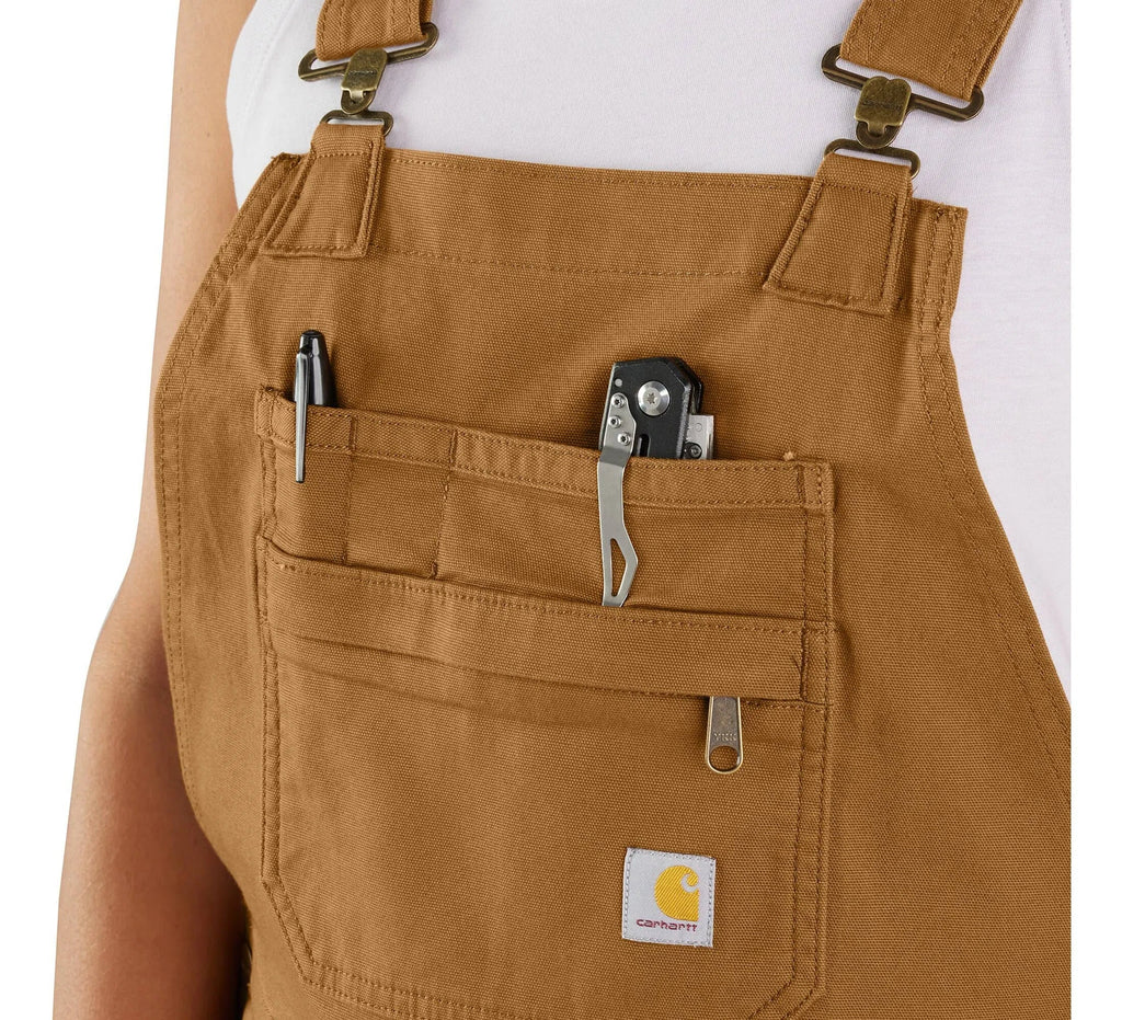 Women's Stretch Canvas Short Overalls - Black