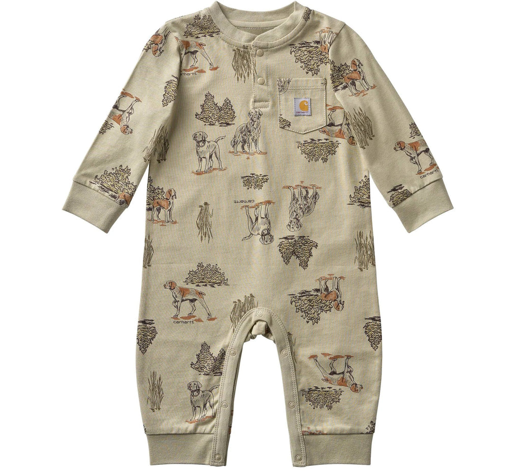 Baby Boys' Long Sleeve Dog Print Coverall - Tan