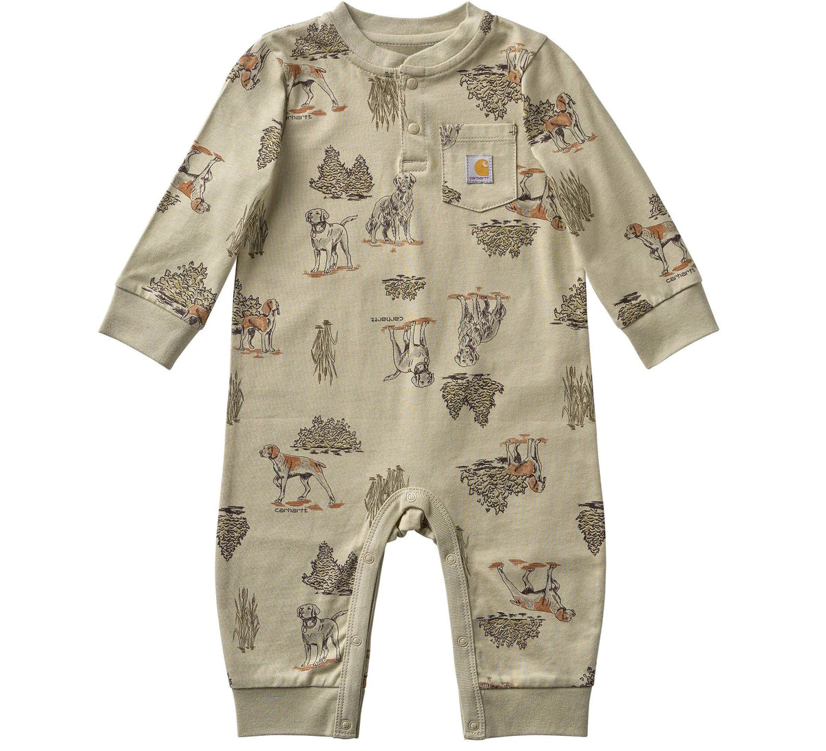 Baby Boys' Long Sleeve Dog Print Coverall - Tan