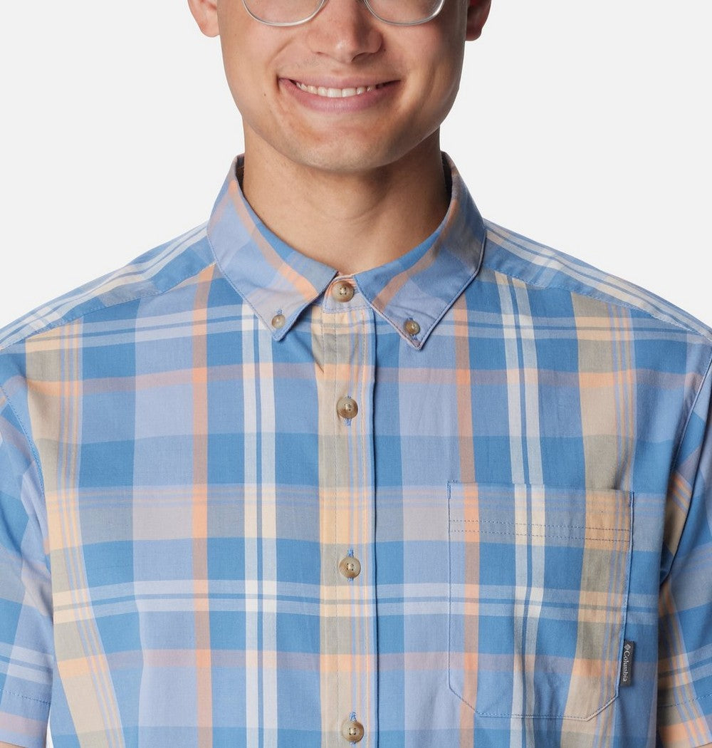 Men's Stretch Short Sleeve Plaid Shirt - Navy