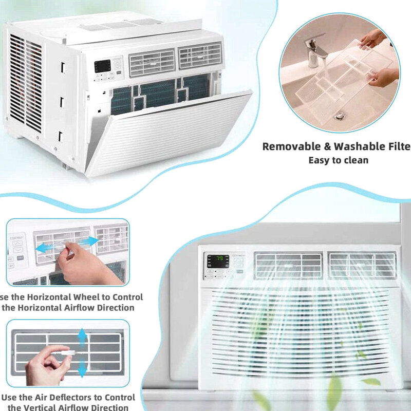 10000 BTU Quiet Window Air Conditioner With Remote, Eco Mode And Dehumidifier