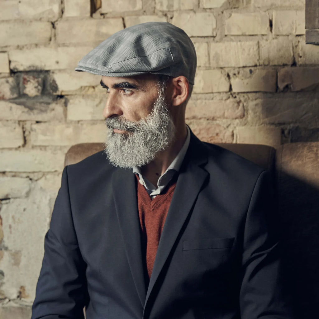 Grey Plaid Moda Flat Cap