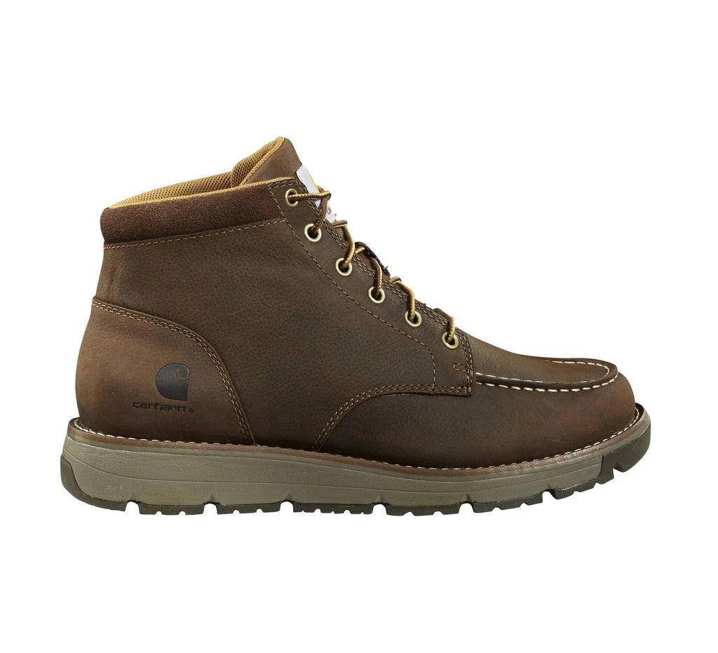 Soft Toe Moc Wedge Work Boot - Dark Brown