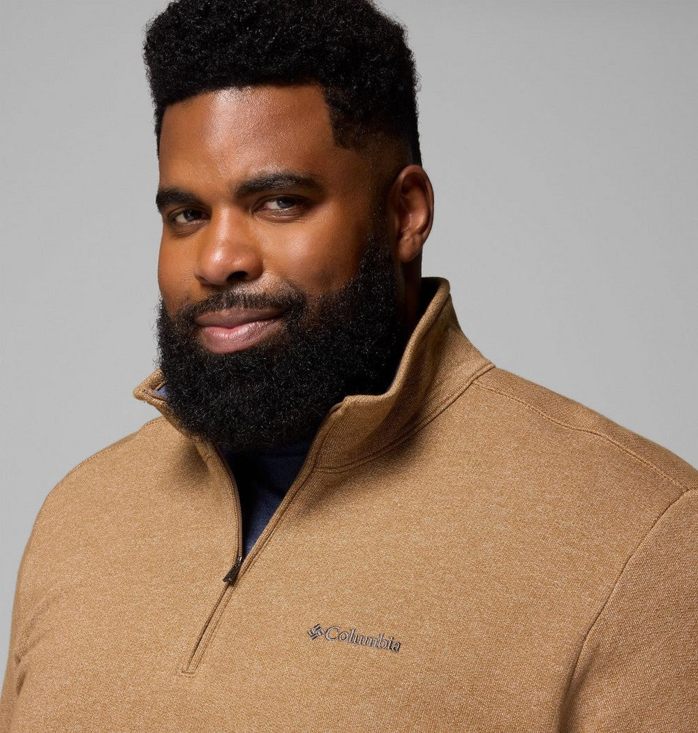 Men's Big Cotton-Blend Half-Zip Pullover - Black