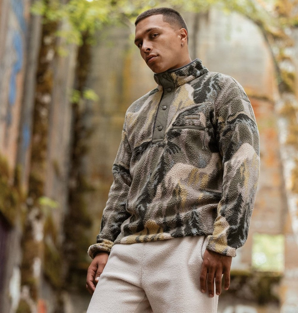 Men's Printed Half-Snap Fleece Pullover