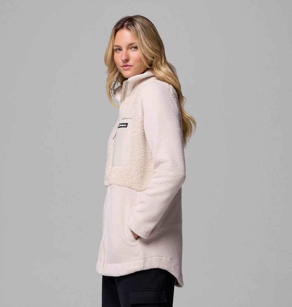 Women's Long Sherpa Full-Zip Fleece Jacket