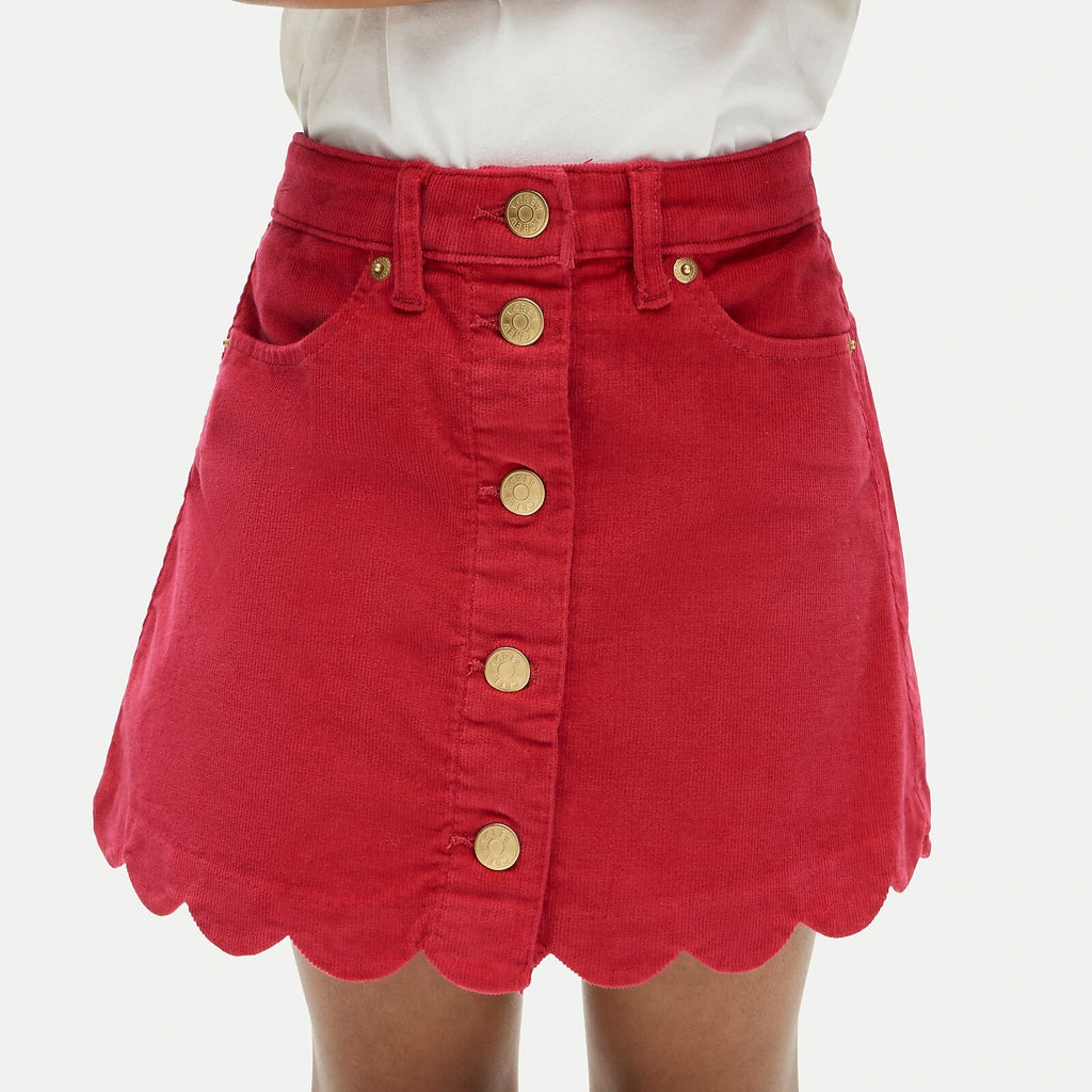 Girls' Scalloped Corduroy Skirt - Ecru