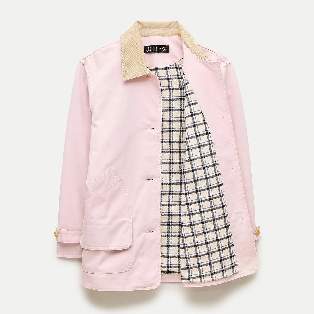 Women's Canvas Jacket With Corduroy Collar - Camel