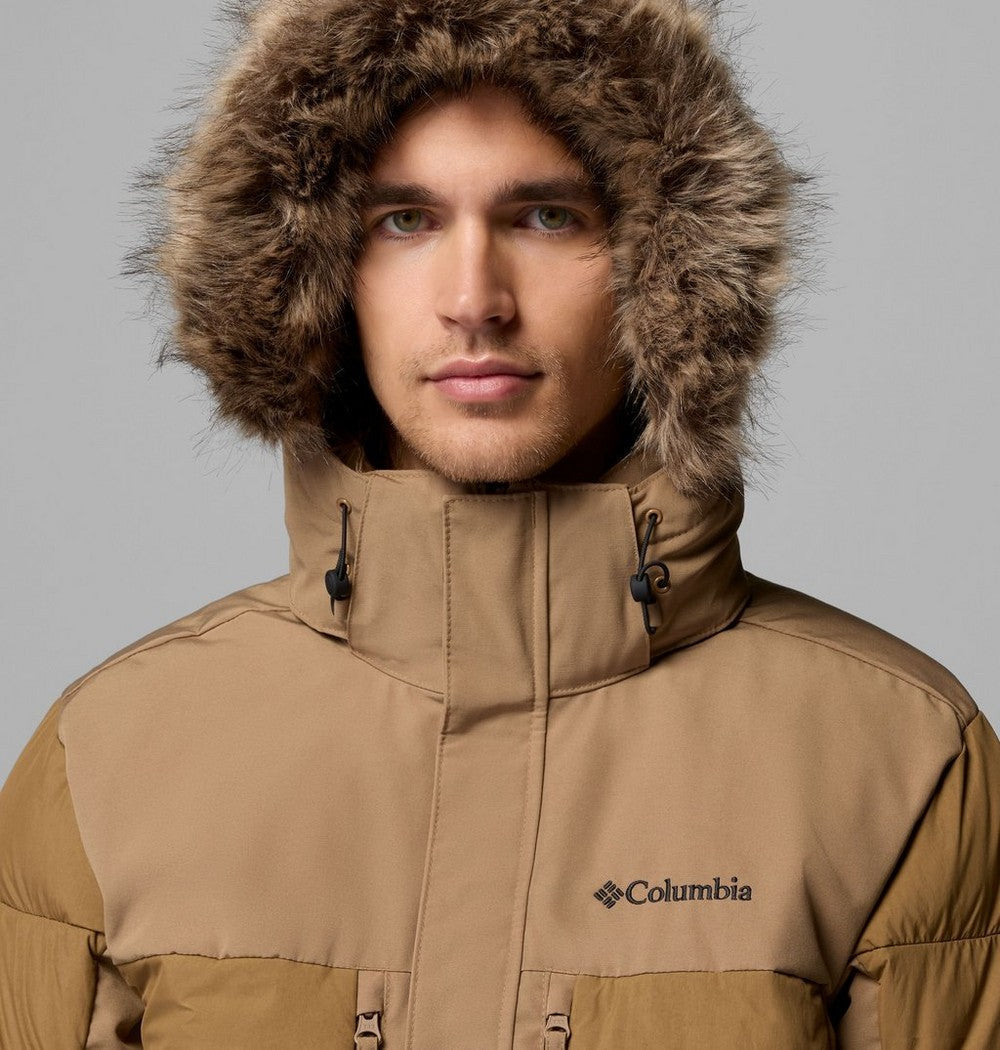 Men's Hooded Insulated Parka - Brown Black