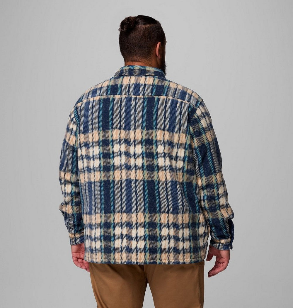 Men's Big Printed Fleece Shirt Jacket - Cream