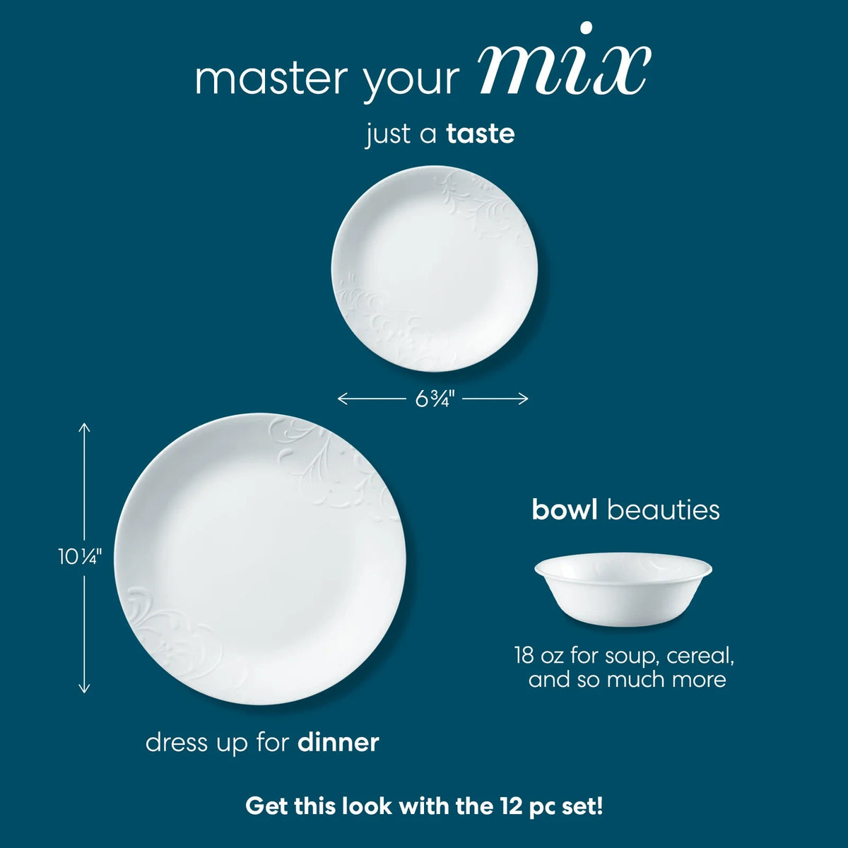 12-Piece Embossed Floral Dinnerware Set