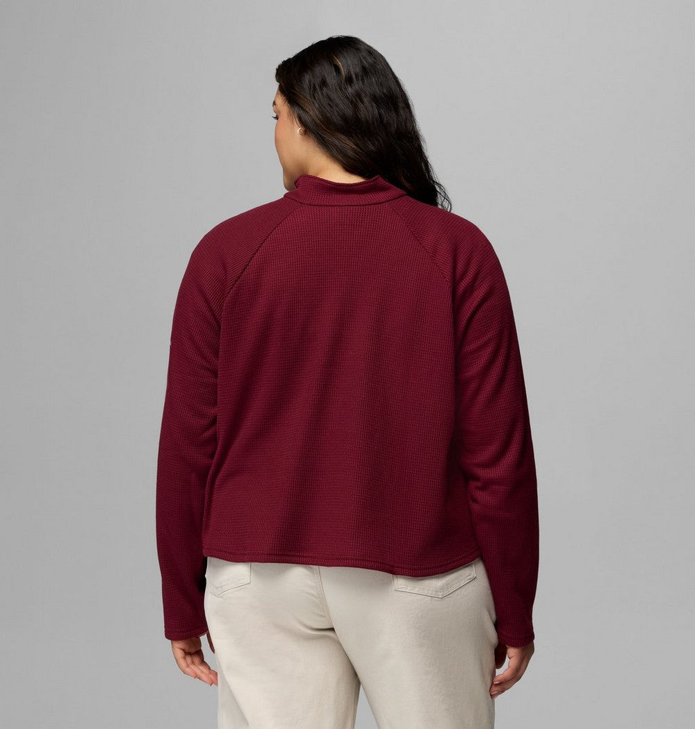 Women's Plus Waffle-Knit Half-Snap Shirt - Gray