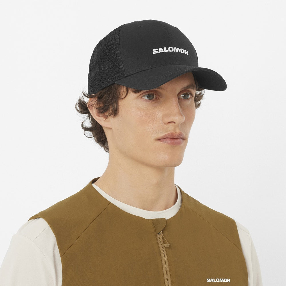 Cotton Mesh Trucker Cap - Brown