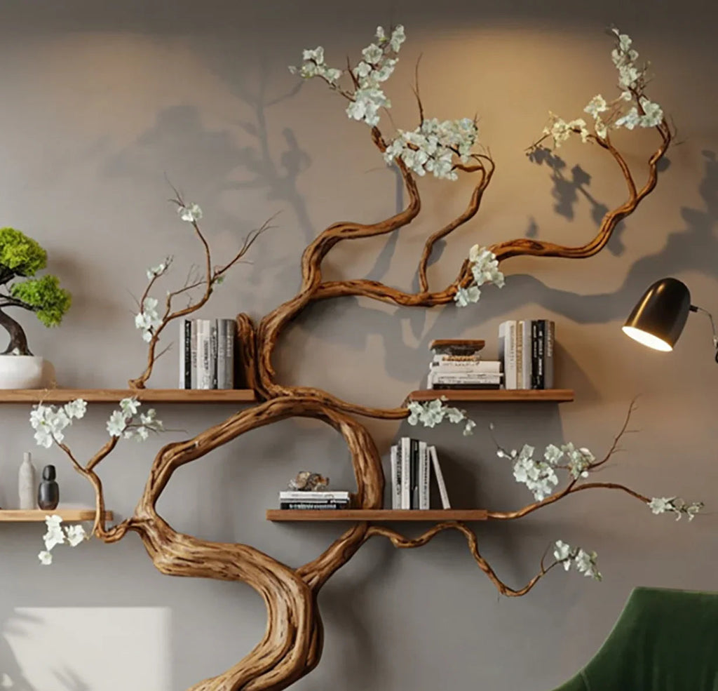 Handmade Solid Wood Tree Wall Shelf
