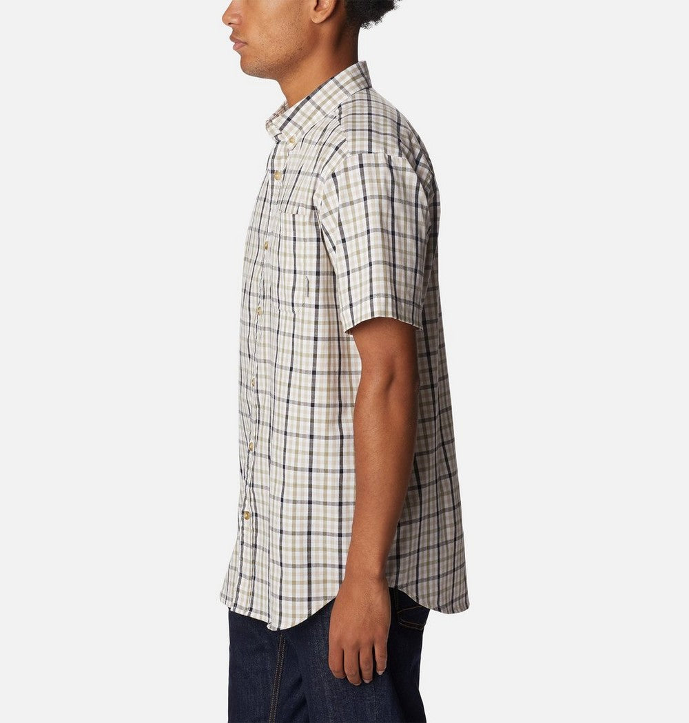 Men's Stretch Short Sleeve Plaid Shirt - Navy