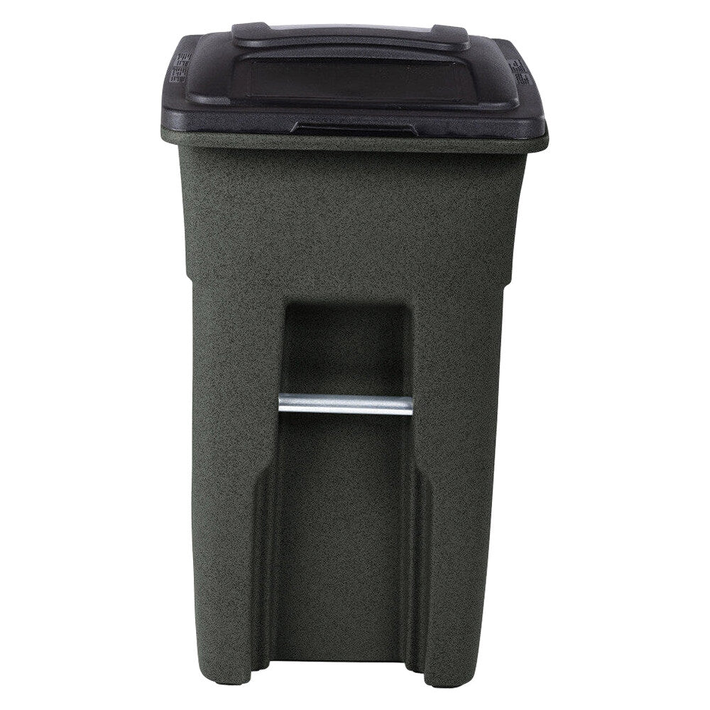 Toter 32 Gallon Greenstone Trash Can With Quiet Wheels And Attached Lid, 24.25 in D x 19.75 in W x 37.5 in H - ANA32-55410
